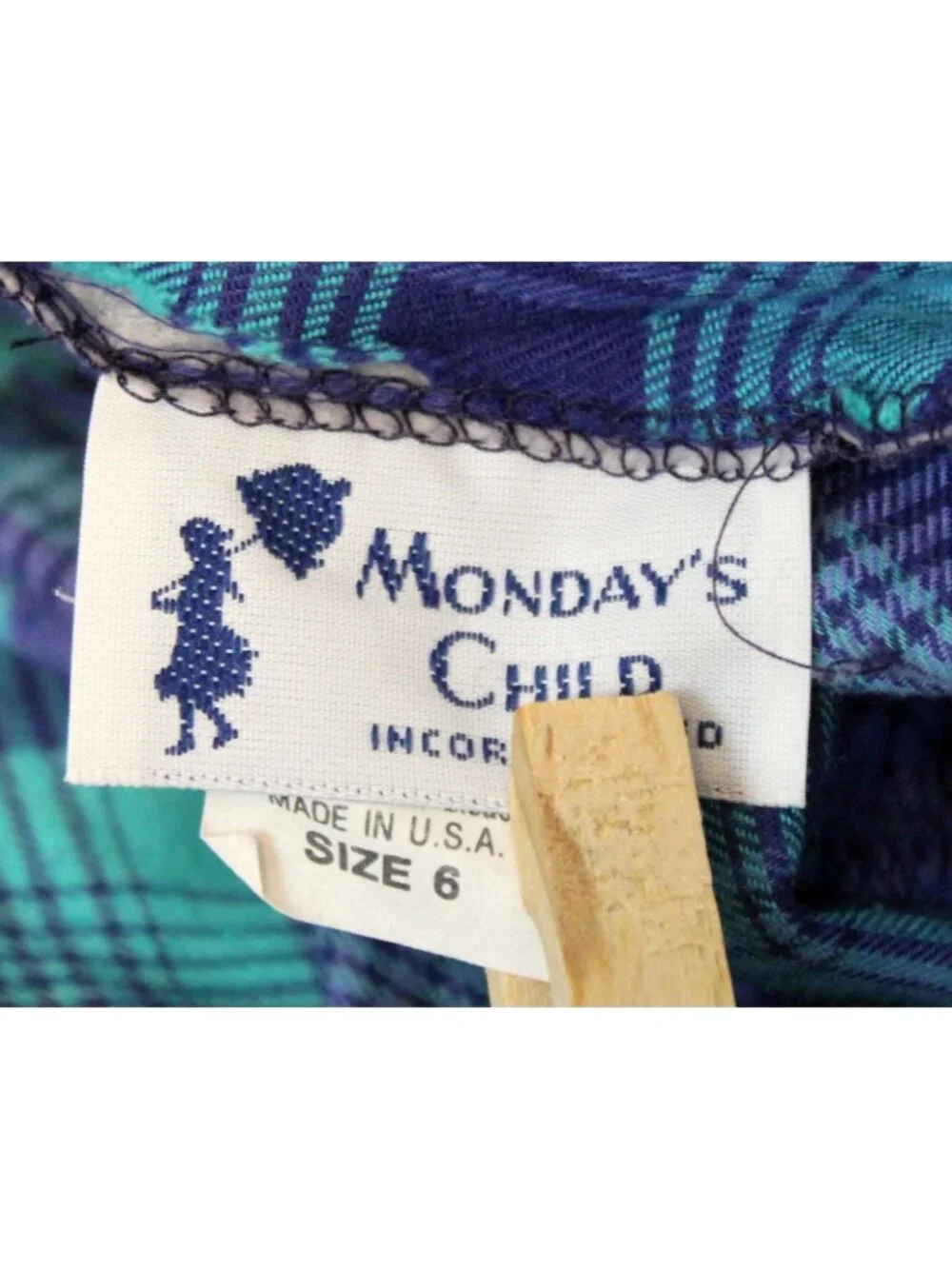 Monday's Child Dress 6x Blue Plaid Scallop Collar Classic Holiday Southern Charm